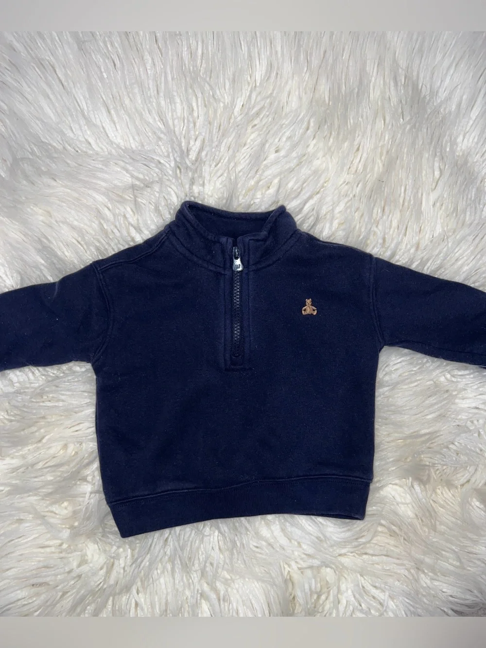 GAP Navy Half-Zip Sweatshirt with Brown Logo